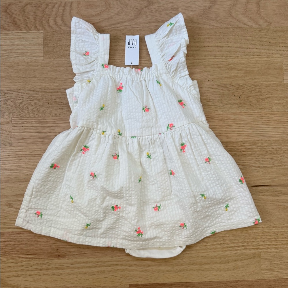 NWT Baby Gap Cream Dress with Pink Floral Design